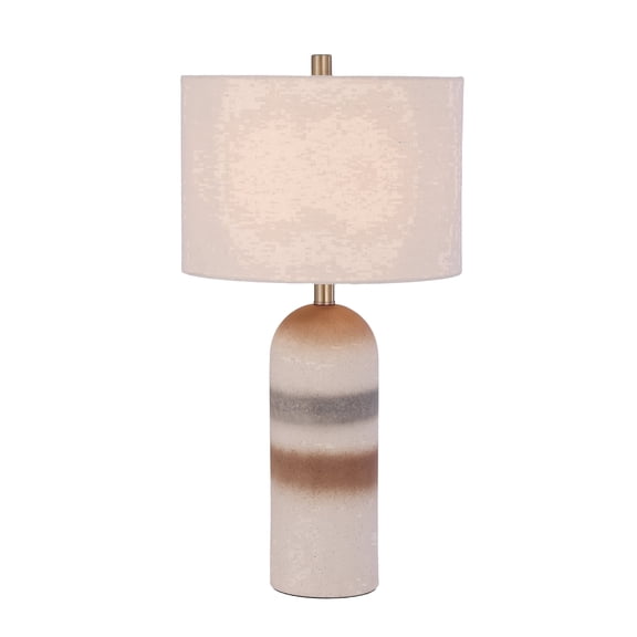 Décor Living Sahara Modern Ceramic Table Lamp with Linen Shade and Decorative Finial, 27" Table Lamp