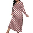 thumbnail image 2 of Women's Cotton Sleepwear Long Sleeves Nightgown Print Tee Sleep Dress Pink M, 2 of 6