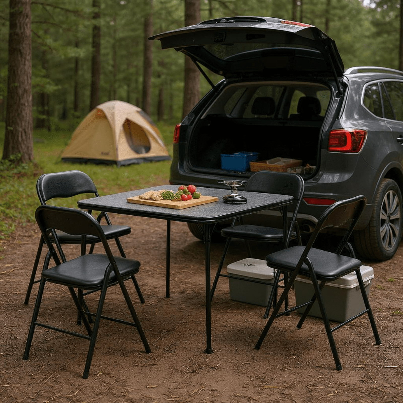 Homy Casa 5-Piece Folding Picnic Table and Chairs Set, Outdoor Portable Camping Set, Black