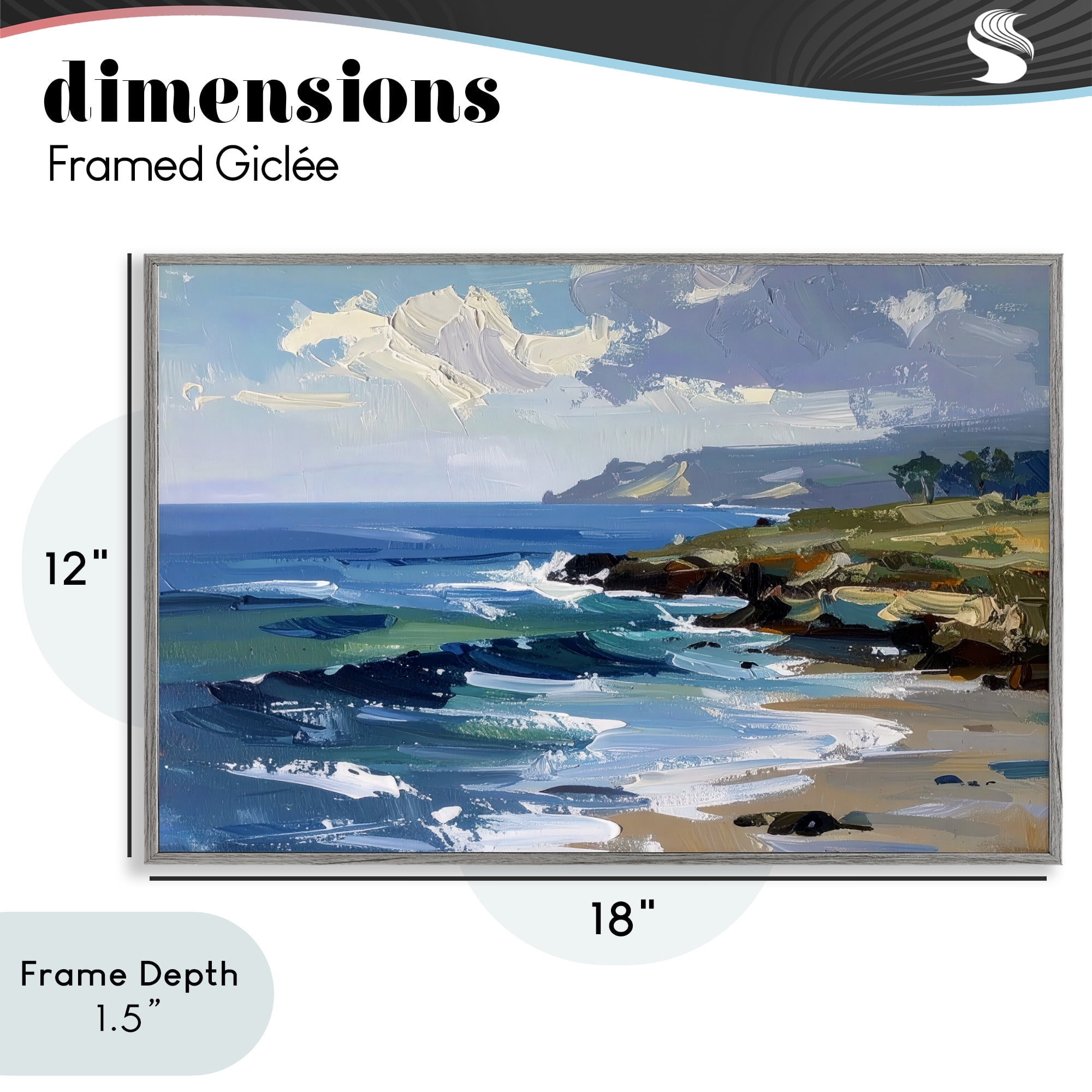 Stupell Industries Sky To Sea Impression Gray Framed Giclee Art, design by Alonza Saunders