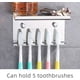 thumbnail image 4 of Portacepillos de dientes montado en la pared con estante, acero inoxidable 304, autoadhesivo 3M, organizador de 5 cepillos de dientes, pasta de dientes, teléfono, limpiador facial (plata), 4 of 4