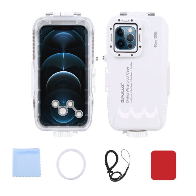 PULUZ PU9114W 40M/130ft Waterproof Phone Case Diving Case Smartphone Underwater Protective Case with Red Filter