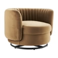 thumbnail image 2 of Modway Embrace Tufted Performance Velvet Swivel Chair in Black Cognac, 2 of 7