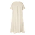 thumbnail image 5 of Tshirt Dress Women Cotton Linen Lightweight Short Sleeve Crewneck Loose Fit Flowy Maxi Dress Summer Lounge Dress, 5 of 5