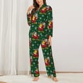 thumbnail image 2 of Fotbe Vintage Santa Skiing Green Plaid Pattern Long Sleeve Pajama Set for Women,Sleepwear Set,2-piece Loungewear Set,Soft PJs Comfy Nightwear with Pockets -X-Large, 2 of 7