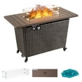 thumbnail image 2 of Homall 50,000 BTU Rattan Propane Outdoor Fire Pit Table with Wheels, Brown, 2 of 7
