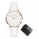 thumbnail image 1 of Relojes analógicos de cuarzo y cuero Hannah Martin, correa de color blanco/rosa, 1 of 8