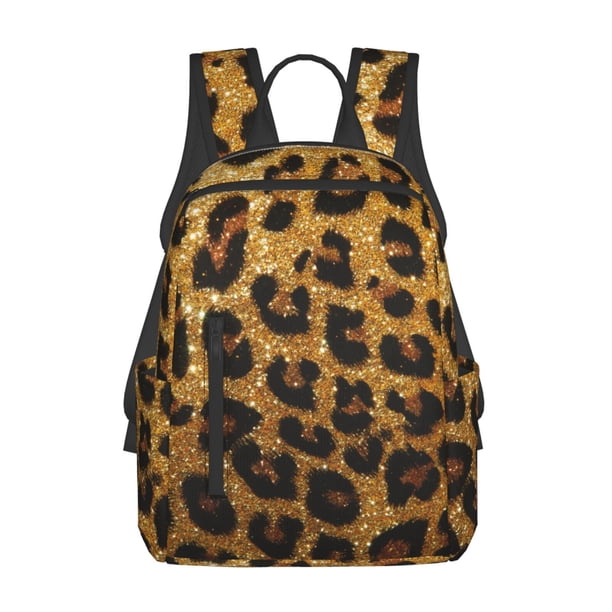 Easygdp Golden Leopard Glitter para Easygdp Yak - Mochila Casual Ligera y Resistente para Viaje y Senderismo para Hombres y Mujeres