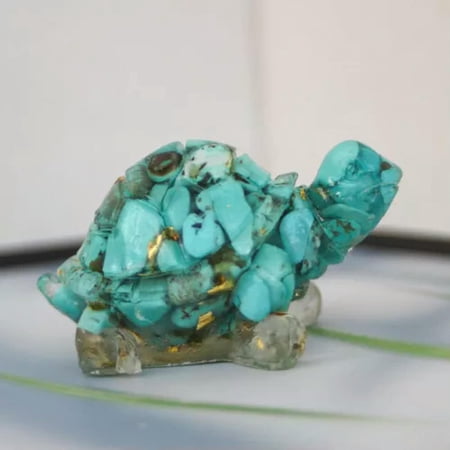 EOEMY Natural Macadam Quartz Crystal Epoxy Resin Lovely Little Tortoise Healing Decor-Blue Turquoise Stone EOEMY Natural Macadam Quartz Crystal Epoxy Resin Lovely Little Tortoise Healing Decor-Blue Turquoise Stone