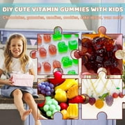 Gummy Fruit Molds Silicone, Mini Cute Fruit Shaped Candy Chocolate Tray Molds With 2 Droppers, 4 Pack 264 Cavities Non-stick Bite Size Kids Apple Molds, Easy to Release DIY Candy Making Kit