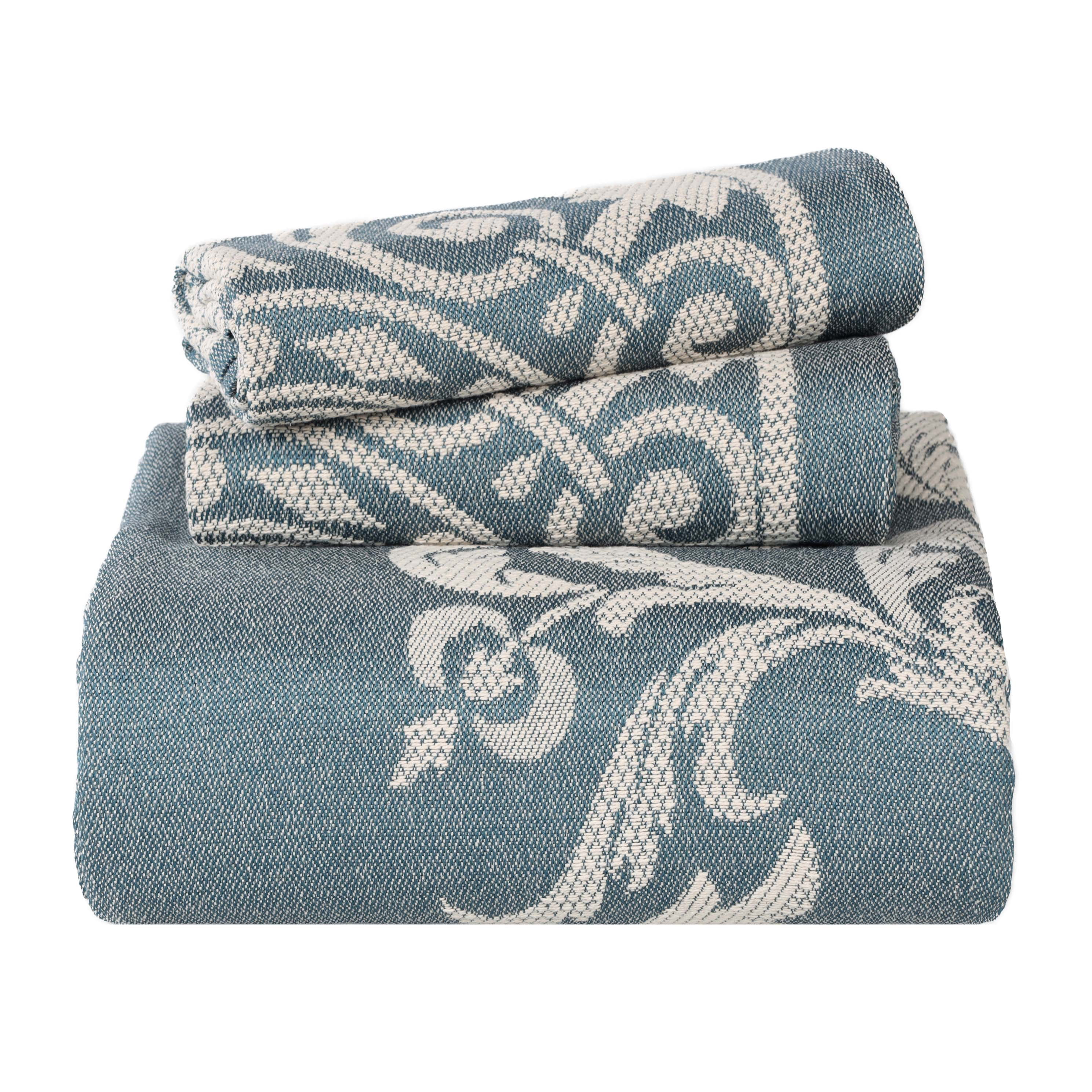 Superior Woven Jacquard Bedspread Set Full Size, 3-Piece Lightweight All Seasons Coverlet, Charcoal