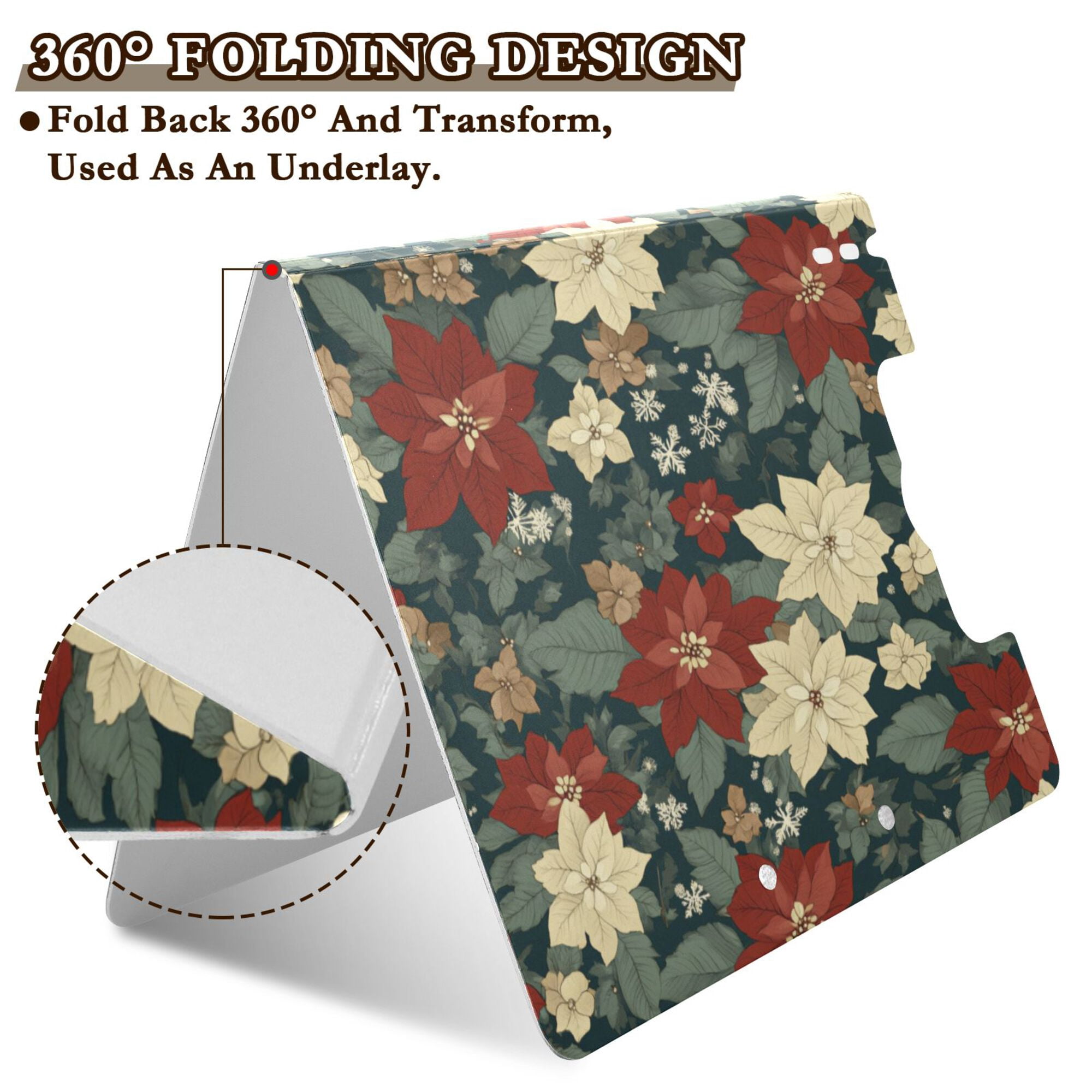 FORMRS A4 Clipboard Folder with Pen Holder Horizontal Foldable School Office Binder, Christmas Blooms