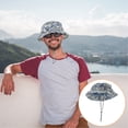 thumbnail image 4 of Sombrero Boonie de camuflaje, sombrero de pescador antidesgarro con correa para la barbilla, para deportes, caza, pesca, protección solar (camuflaje azul y negro), 4 of 5