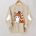 thumbnail image 3 of Halloween Sweatshirt for Women Ghost Pumpkin Bat Print Pullover Crew Neck Long Sleeve Oversized Casual Fall Tops Ribbed Cuffs and Hem Cozy Spooky Season Pullover Tops, 3 of 6