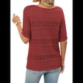 thumbnail image 3 of Suéteres de Punto de Cuello Redondo y Corta para Mujer, de Verano, Color Rojo, Talla XL, 3 of 7