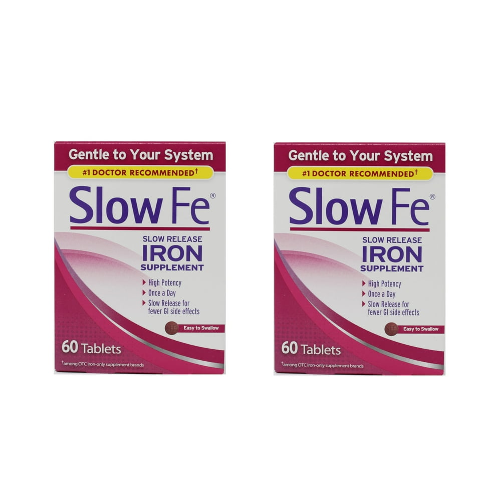 2 Pack Slow FE Slow Release IRON Supplements High Potency Gentle 60