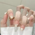 thumbnail image 2 of YFGEFTR Ongles Pressés, 24 Pcs Moyens et Courts, Ongles Pressés en Forme de Cercueil Rose Longs Faux Ongles, avec Strass Design Réutilisable Kit de Manucure pour Femmes, 2 of 7