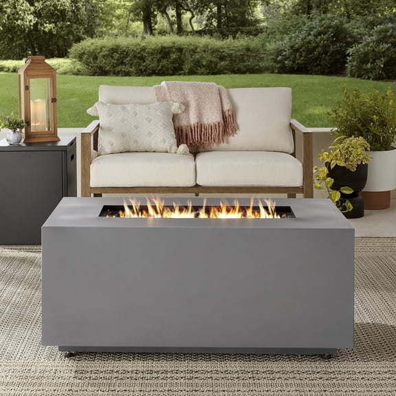 Mainstays Modern Steel Fire Pit Table with 50,000 BTU Concrete Finish
