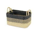 thumbnail image 3 of Contemporary Home Living Set of 2 Beige and Black Galla Weave Rectangular Basket, 15", 3 of 6