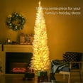thumbnail image 3 of HOMCOM 7 ft Pre-Lit Noble Fir Slim Artificial Christmas Tree with 499 Tips and 200 Warm White LED Lights, White, 3 of 8