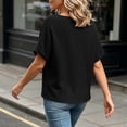 thumbnail image 4 of Diufon Womens Gauze Tops Summer Casual Short Sleeve V Neck Cotton Linen Blouse Solid Color Textured Tunic Tees, 4 of 8