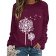 thumbnail image 2 of Women Dandelion Print Pullover Crew Neck Long Sleeves Casual Loose Sweatshirt, 2 of 2