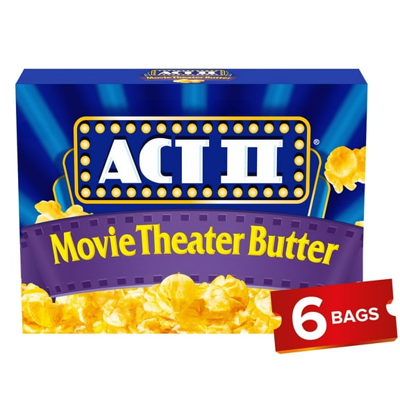Act II Movie Theater Butter Microwave Popcorn, 2.75 oz., 6-Count Bags