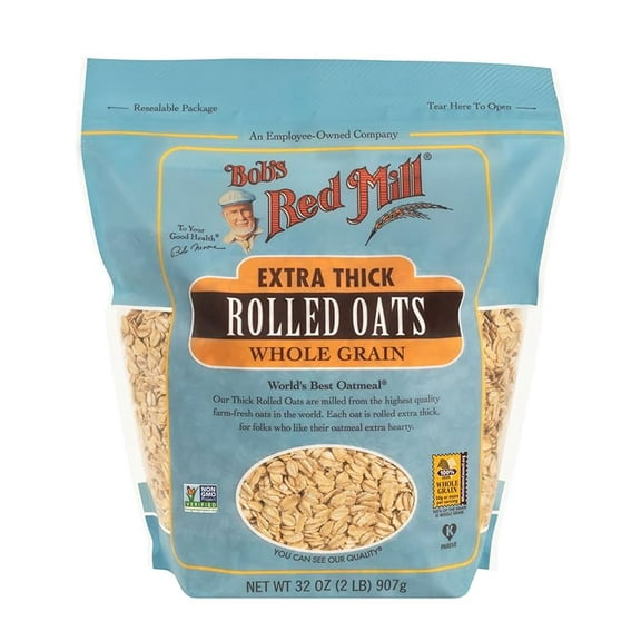 Bob's Red Mill Extra Thick Rolled Oats, 32oz (Pack of 1) - Non GMO, Whole Grain, Vegan, Kosher ( Pack of 2 )
