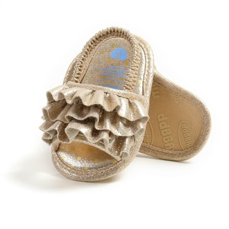 

Infant Baby Girls Summer Sandals with Flower Bowknot Soft Sole Newborn First Walker Crib Dress Shoes Gold 6 Months
