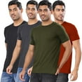 thumbnail image 2 of London Hills Solid Men Round Neck Half Sleeve Tshirt | Cotton Blend Multicolor T-Shirts - Pack of 4, 2 of 7