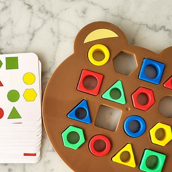 Shape Matching Game Color Sensory Educational Toy 2025 New Children Puzzles Geometric Shape Quick Matching Board Cute Bear Shaped Checkerboard Interactive Board Game For Kids Age