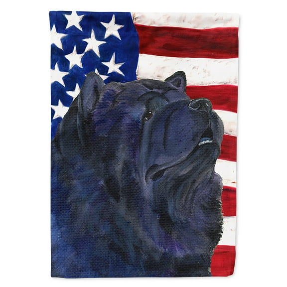 Carolines Treasures SS4028GF USA American Flag with Chow Chow Flag, Small, Multicolor