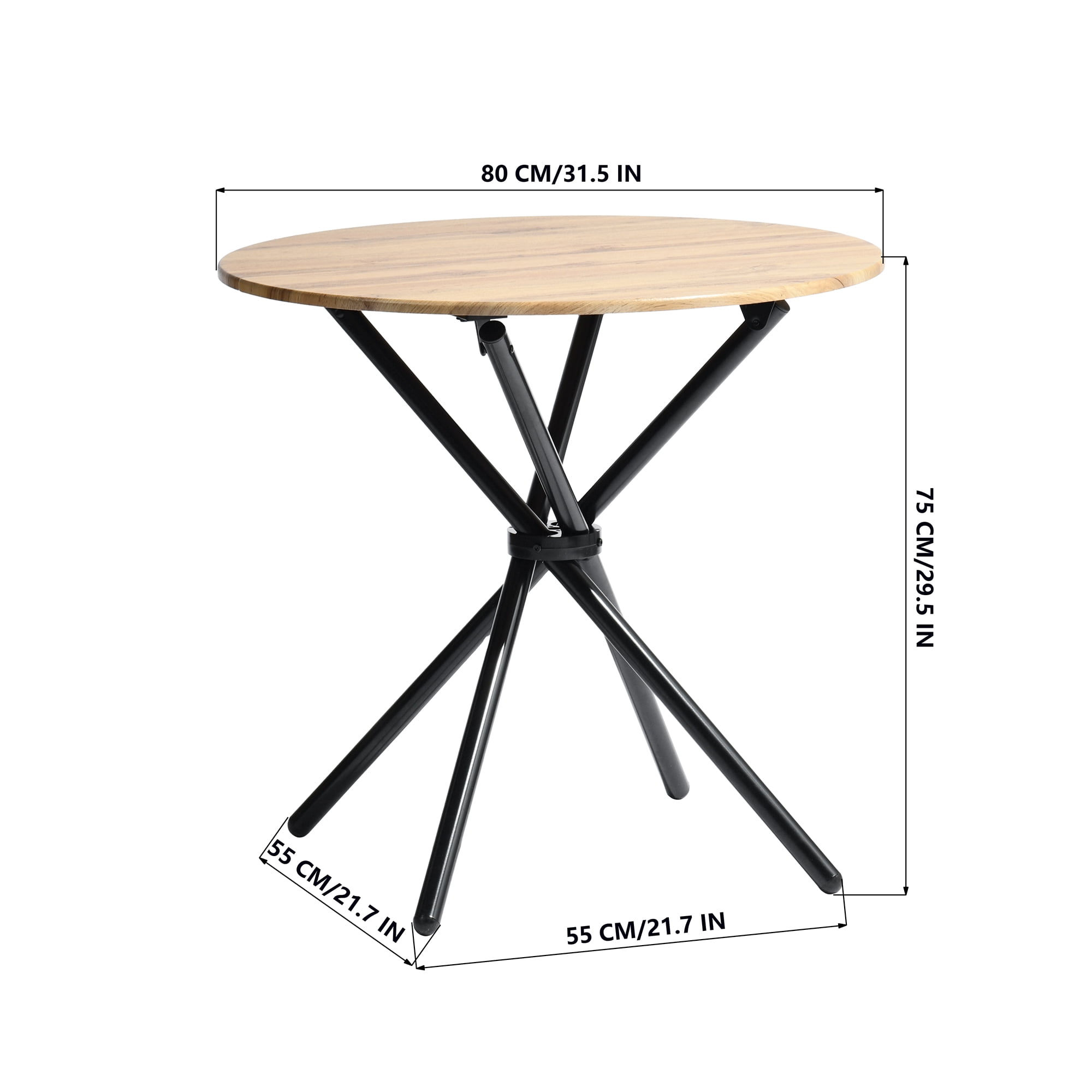 Homy Casa 31.5in Round Dining Table, Small Space Kitchen Table with Metal Legs for 2–4 People