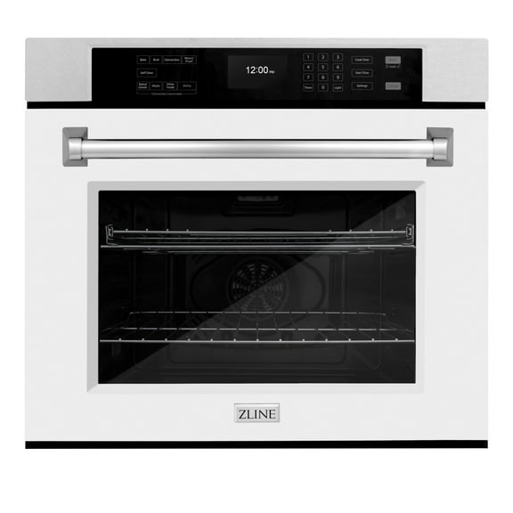 ZLINE 30 in. Professional Convection Single Wall Oven with Air Fry and Self Clean in DuraSnow Stainless Steel with White Matte Door (WASS-WM-30)