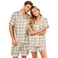 thumbnail image 2 of Matching Couples Pajamas Silk Short Sleeve Button Down Sleepwear Soft 2 Pcs Pj Set(Men), 2 of 5