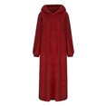 thumbnail image 5 of IROINNID Maxi Dress for Women Loose Round Neck Hooded Long Sleeve Comfy Pockets Dresses ,Red, 5 of 6