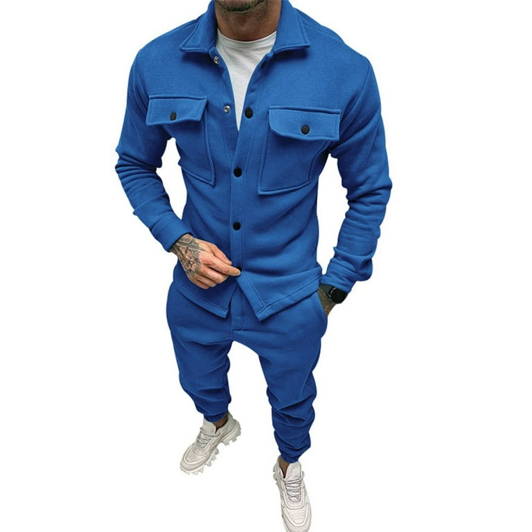 Men Suede Tracksuits 2 Piece Outfit Sweat Suit Casual Jogging Suits  Athletic Set 