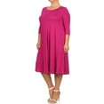 thumbnail image 2 of Women's Plus Size trendy style Solid 3/4 sleeve long dress, 2 of 5