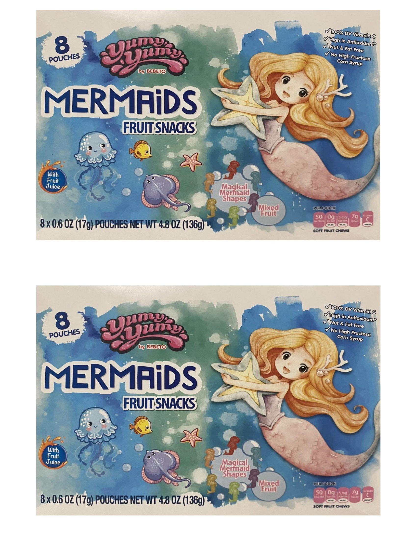 CGT Yumy Yumy Mermaids Fruit Gummies Individually Wrapped Mixed Snack