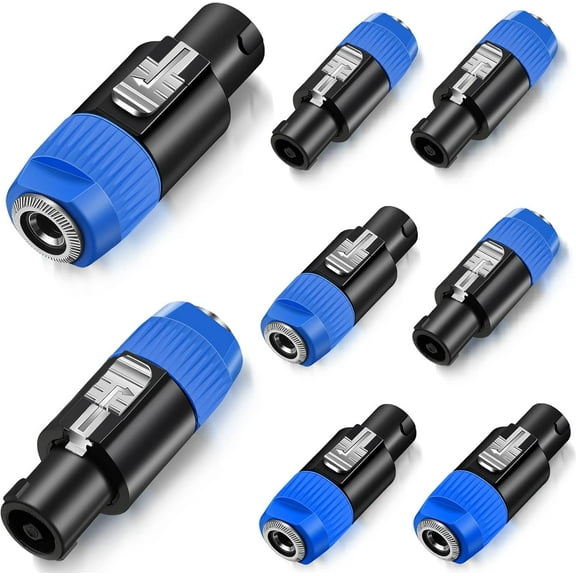 Lsupdaol 8 Pack NL4FC Speaker to 1/4 Adapter, Speaker Male to 1/4 inch TS Female Converter, 1/4 inch Female to NL4FC Male Connectors