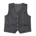 thumbnail image 2 of TBWNWG Retro Boys Cowboy Vest Suede Leather Style V Neck Casual Western Vest Vintage Waist Coat (Grey,7-8 Years), 2 of 8