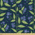 thumbnail image 2 of Ambesonne Floral Fabric by the Yard Upholstery, Bluish Flowers with Leaves, 3 Yards, Pistachio Green and Indigo, 2 of 5