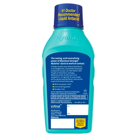 Mylanta Maximum Strength Liquid Antacid   Anti-Gas, Classic Flavor, 12 fl oz