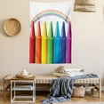 thumbnail image 2 of Crayon Tapestry, Digital Illustration of Colorful Painting Elements and Blurry Rainbow Nursery Themed, Wall Hanging for Bedroom Living Room Dorm Decor, 60W X 80L Inches, Multicolor, by Ambesonne, 2 of 5
