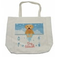 thumbnail image 1 of Golden Retriever Shopping Bag, Dog Washing in Bathtub Cartoon Foam and Soap Hygiene, Eco-Friendly Reusable Bag for Groceries Beach and More, 15.5" X 14.5", Cream, by Ambesonne, 1 of 2