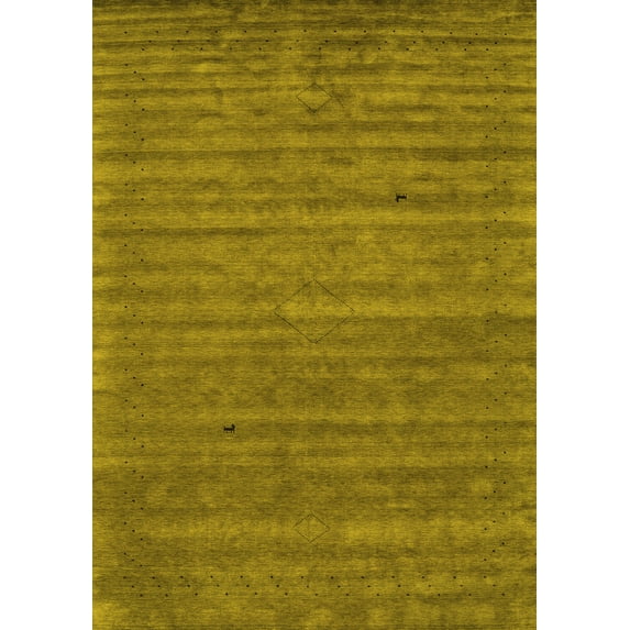 Ahgly Company Machine Washable Indoor Rectangle Abstract Yellow Contemporary Area Rugs, 5' x 8'