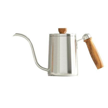 

Stainless Steel Coffee Kettle-Slender-Mouthed Espresso with Wooden Handle Teapot for Household - Mirror