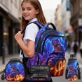 thumbnail image 2 of Pzuqiu Neon Dinosaur Kids 4 Piece Backpack Set 17 Inch with Lunch Box Pencil Case Water Bottle Holder Large Capacity Schoolbag with Adjustable Padded Straps for 8-14 Elementary, 2 of 7