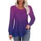 thumbnail image 2 of Honeeladyy - Camiseta informal de manga larga con cuello redondo, plisada y holgada para tenis y golf (morado, XL), 2 of 5