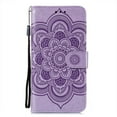 thumbnail image 5 of Mandala Case for Google Pixel 6 Pro, Premium Leather Flip Wallet Card Slots Magnetic Stand Protective Cover Ultra Slim Case with Lanyard, Embossed Flip Cover-Purple, 5 of 11